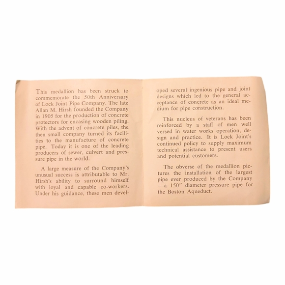 Vintage 1950s Bronze Lock Joint Pipe Co. Medallion 2 Sided - Picture 6 of 7